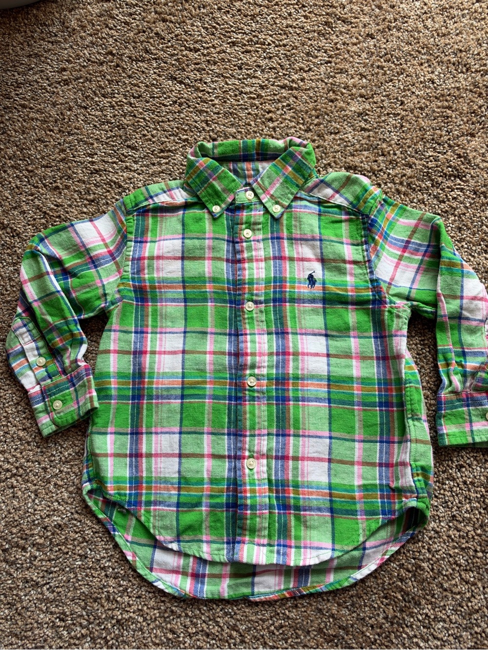 Polo by Ralph Lauren Green Plaid Colorful Flannel Button-Down Shirt